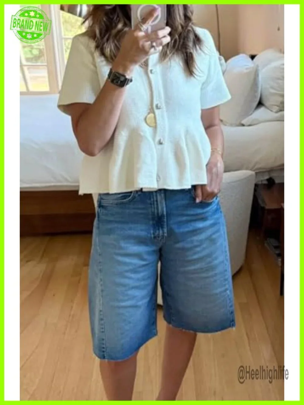 Cicy Bell High Waisted Wide Leg Bermuda Jean Shorts Summer Baggy Denim